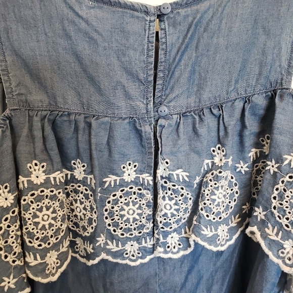 Adorable Embroidered Laser Cut Ruffled Tank Top - Picture 3 of 12